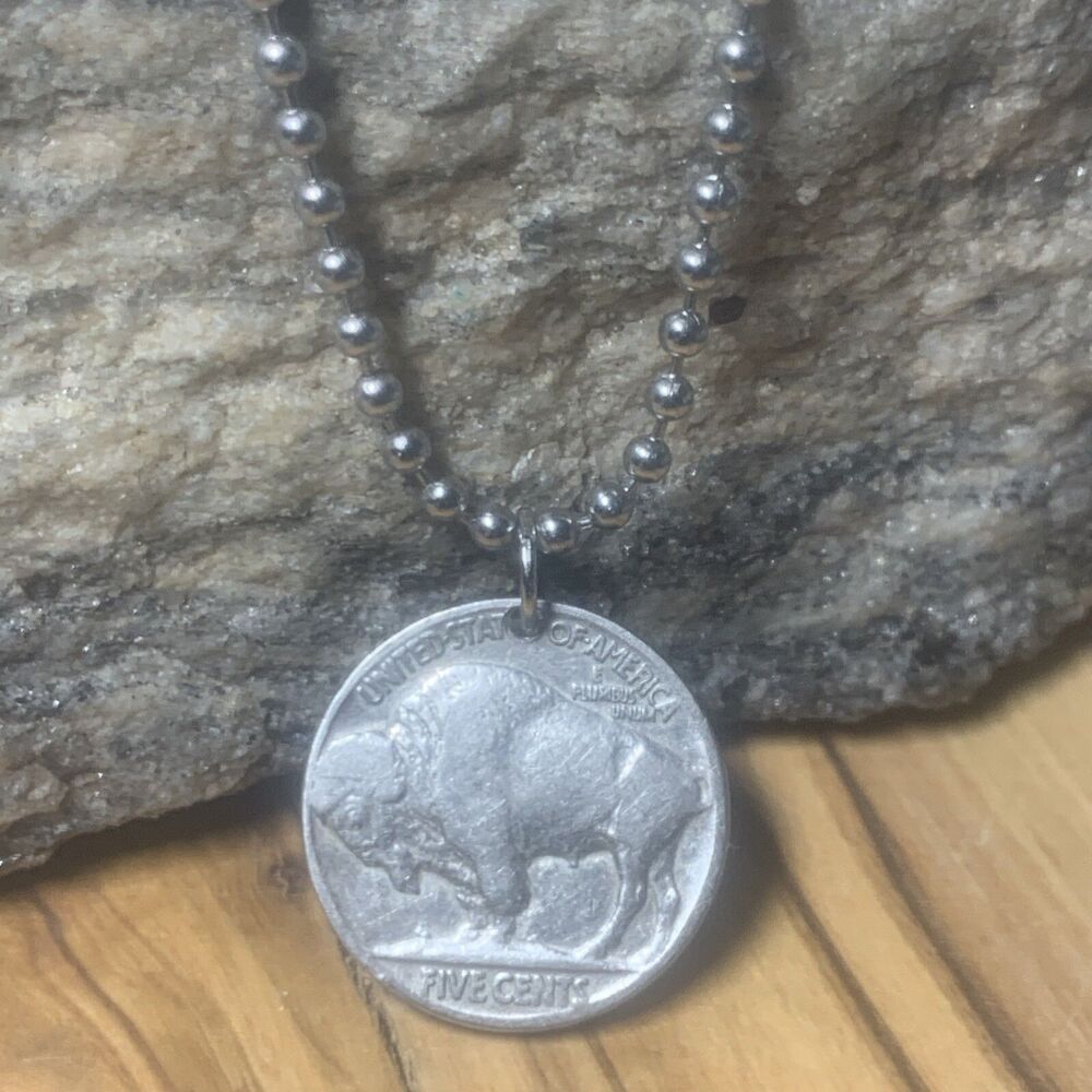 Vintage US Buffalo Nickel Unisex Necklace Chief Coin Pendant Great Gift 🎁